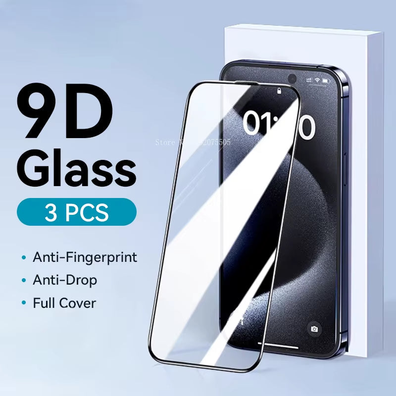 3Pcs HD Glass Screen Protector for Iphone 15 14 13 12 11 Pro Max Full Screen Tempered Glass Protection for Iphone 15