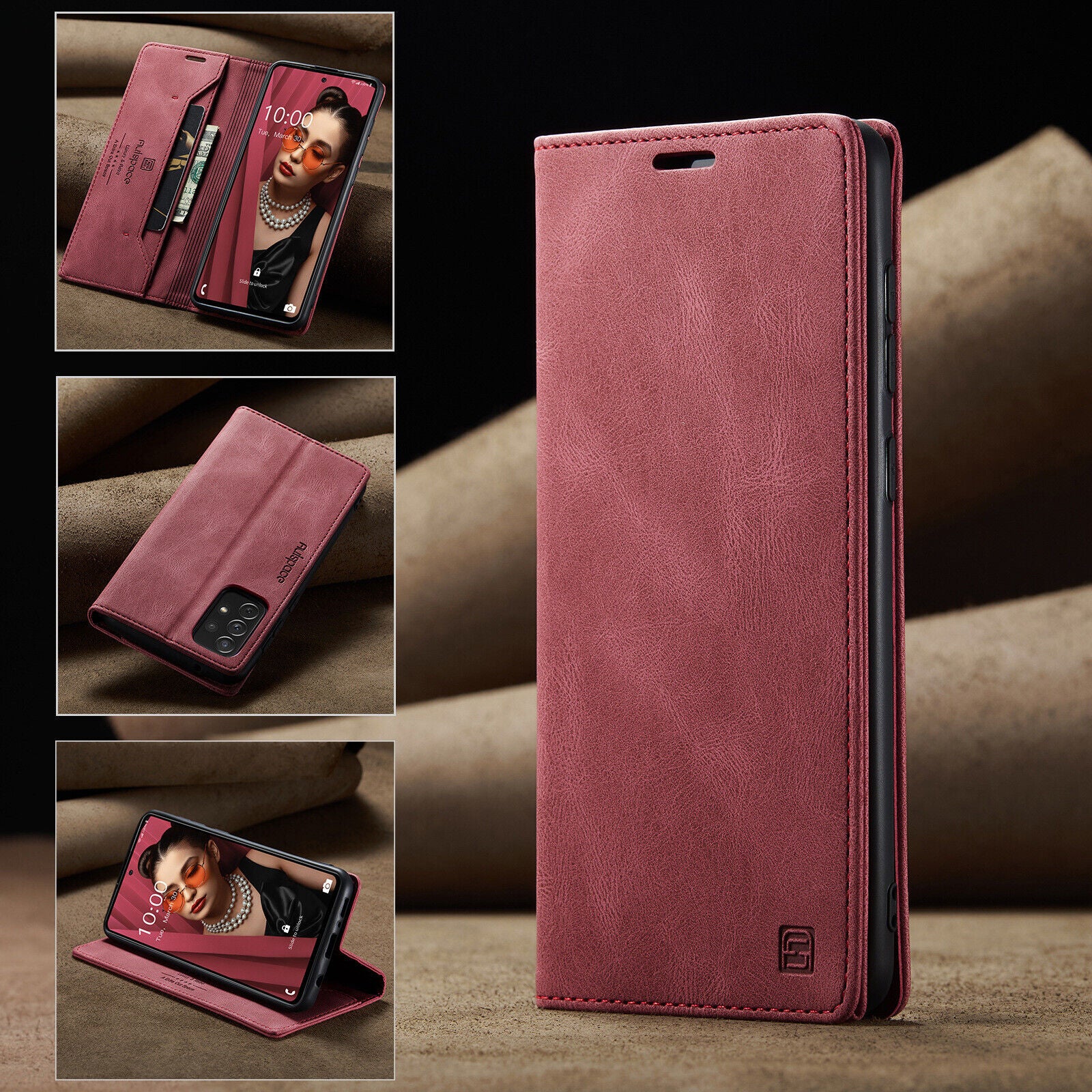 For Samsung A14 A53 A13 A54 52Luxury Retro Leather Wallet Case Phone Stand Cover